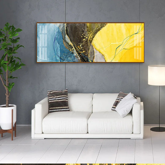 Modern Abstract Liquid Marble Wide Format Canvas Wall Art Unframed