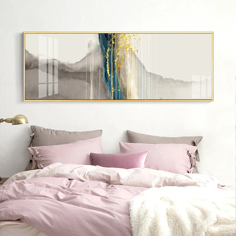 Modern Abstract Liquid Marble Wide Format Canvas Wall Art Unframed