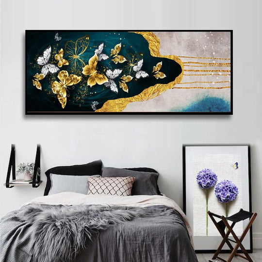 Modern Abstract Liquid Marble Wide Format Canvas Wall Art Unframed