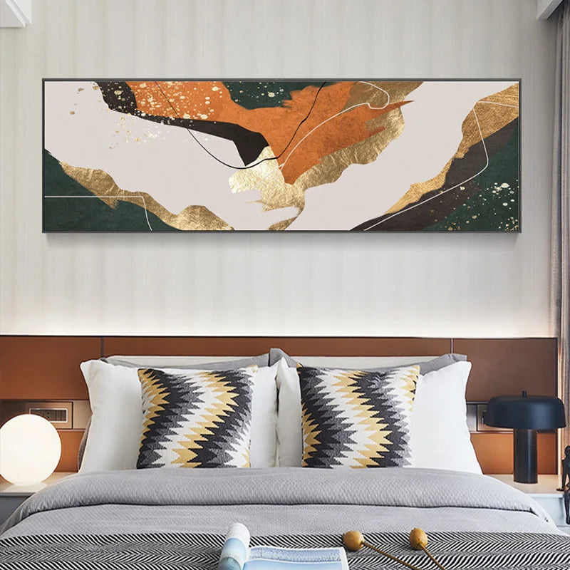 Modern Abstract Liquid Marble Wide Format Canvas Wall Art Unframed