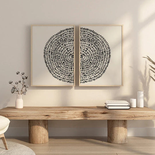 Abstract Radial Dots Minimalist Canvas Wall Art Set