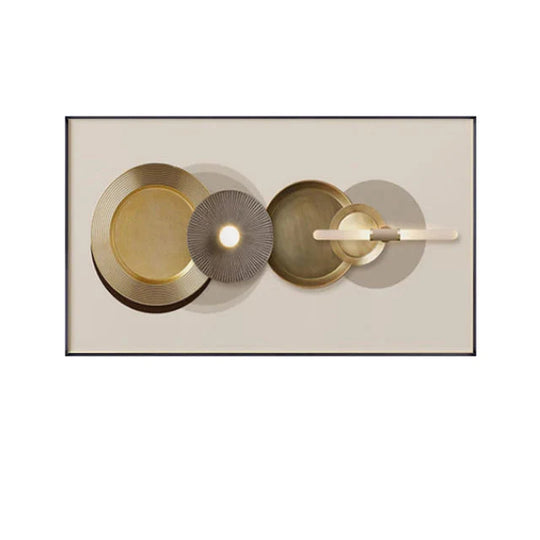 Abstract Beige Golden Geometric Canvas Wall Art