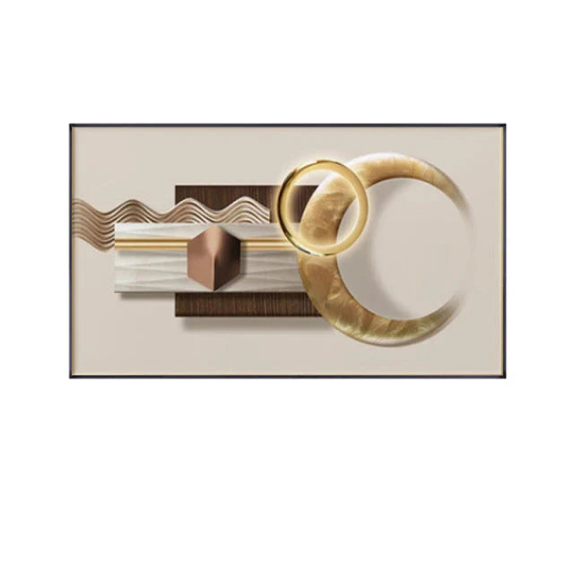 Abstract Beige Golden Geometric Canvas Wall Art