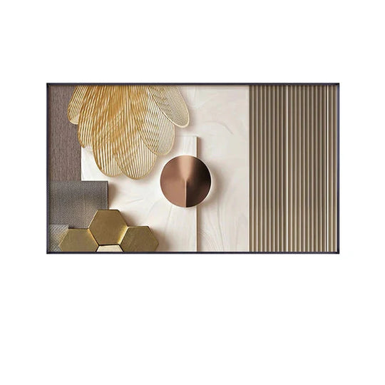 Abstract Beige Golden Geometric Canvas Wall Art