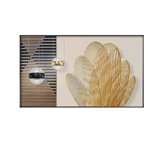 Abstract Beige Golden Geometric Canvas Wall Art