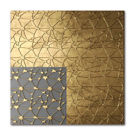 Abstract Golden Geometric Square Canvas Wall Art