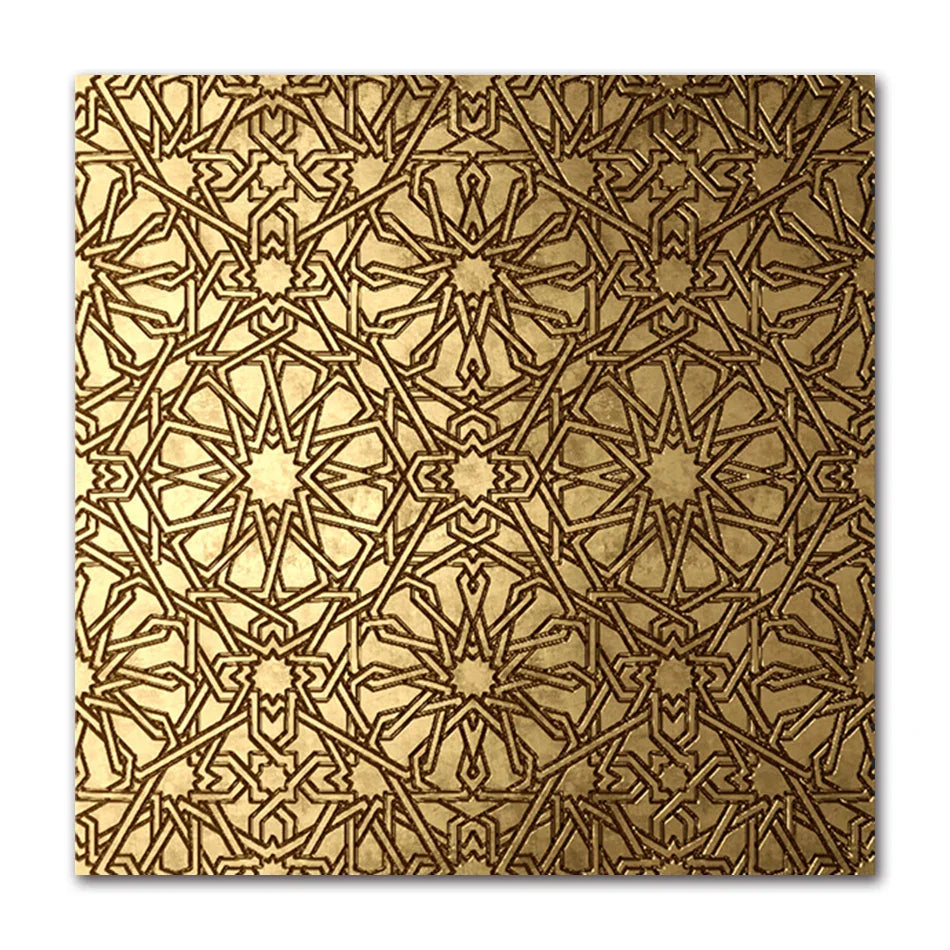 Abstract Golden Geometric Square Canvas Wall Art
