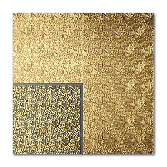Abstract Golden Geometric Square Canvas Wall Art