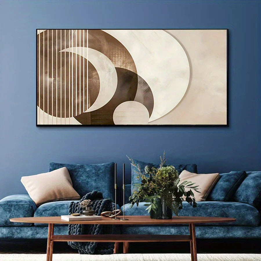 Neutral Brown Beige Abstract Geometric Canvas Wall Art
