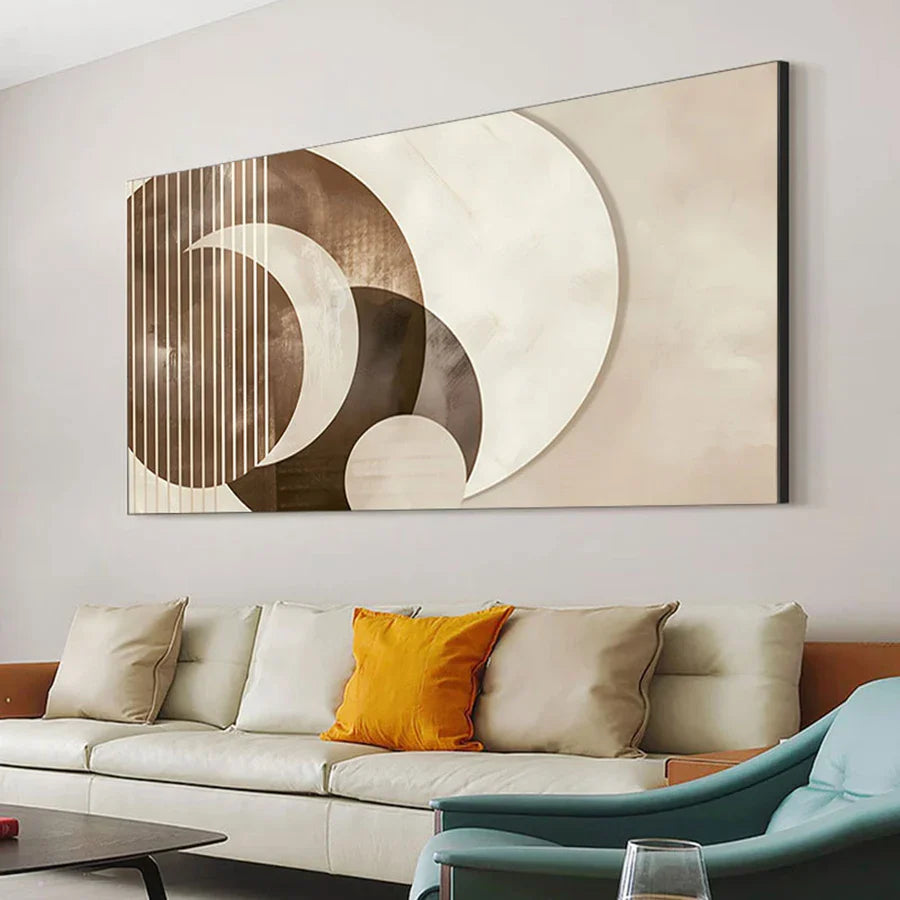 Neutral Brown Beige Abstract Geometric Canvas Wall Art