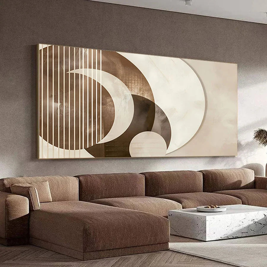Neutral Brown Beige Abstract Geometric Canvas Wall Art