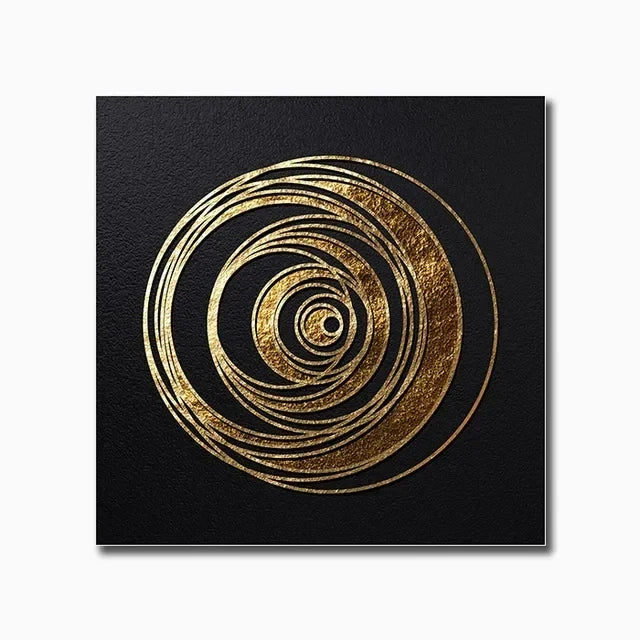 Black Golden Abstract Geometric Canvas Wall Art