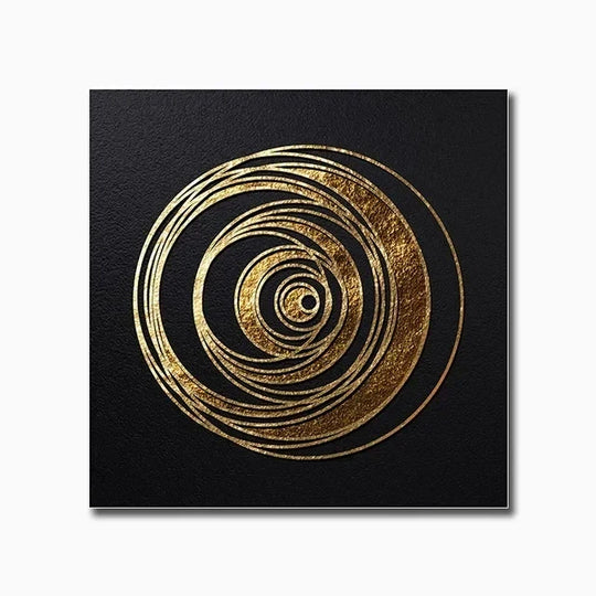 Black Golden Abstract Geometric Canvas Wall Art