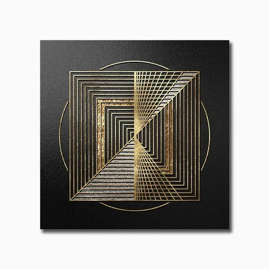 Black Golden Abstract Geometric Canvas Wall Art