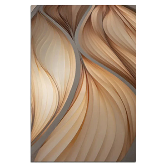 Golden Brown Flowing Ripples Abstract Canvas Wall Art