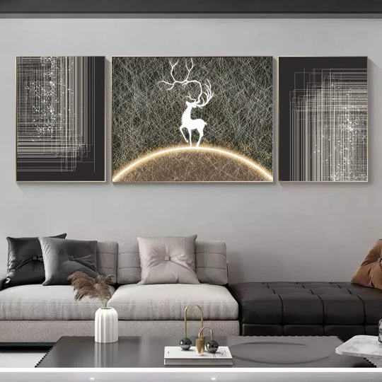 Modern Aesthetics Metal Line Art Canvas Wall Art