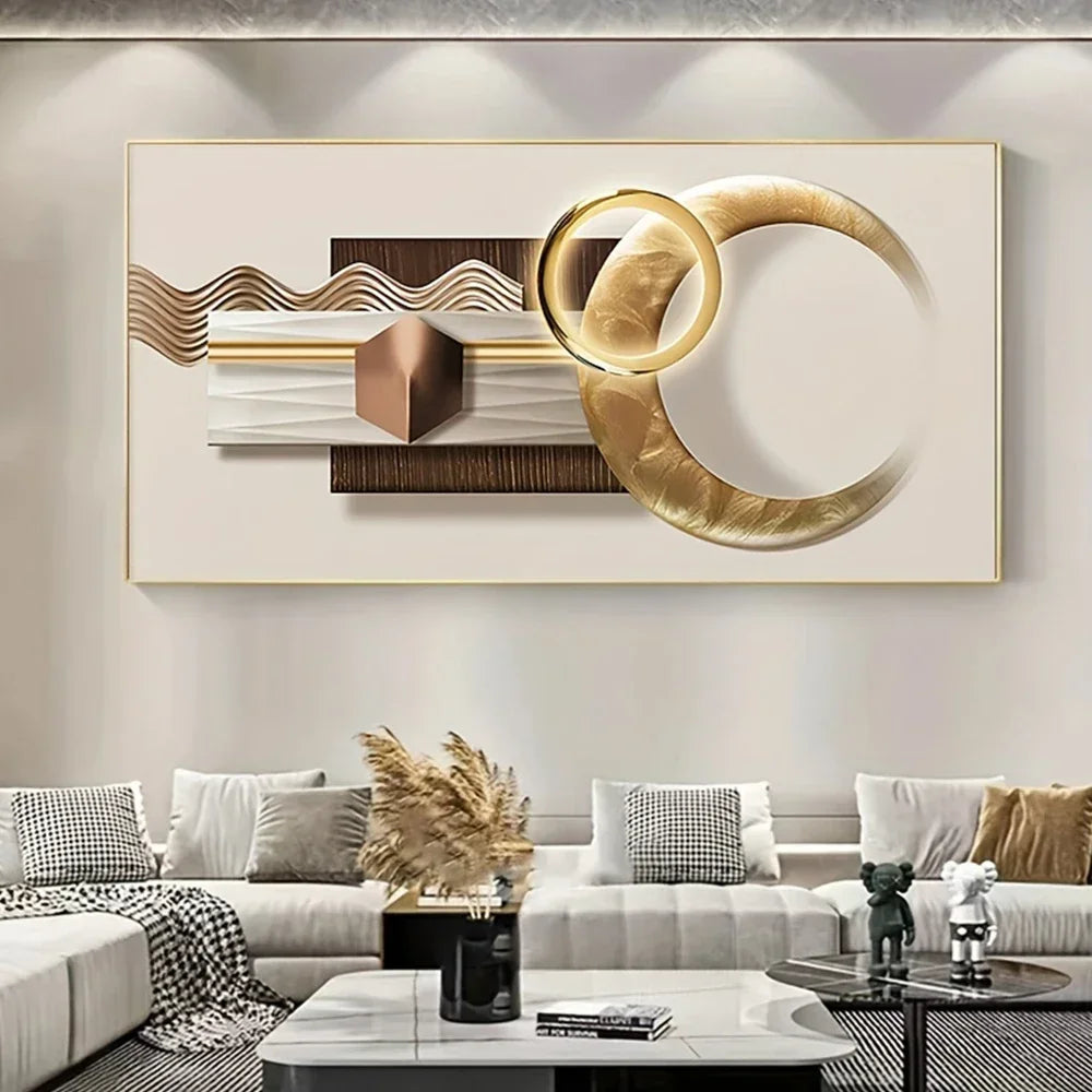 Sun Moon Abstract Geometric Canvas Wall Art Print