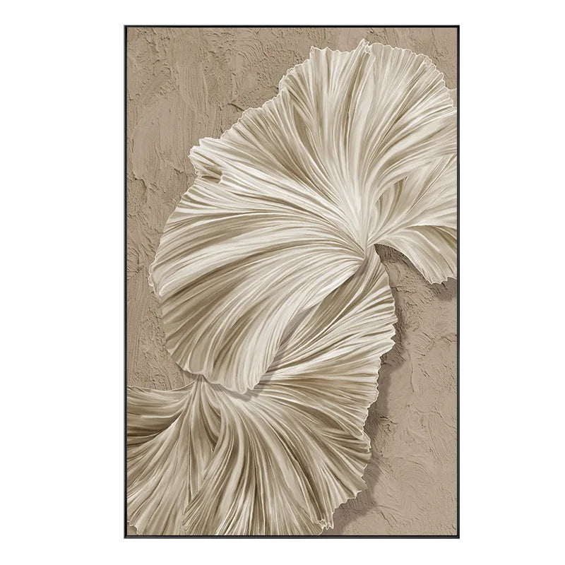 Modern Minimalist Cream Beige Botanical Canvas Wall Art Unframed