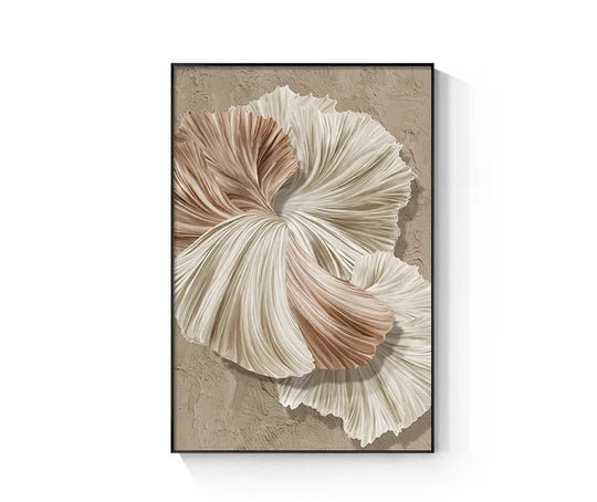 Modern Minimalist Cream Beige Botanical Canvas Wall Art Unframed