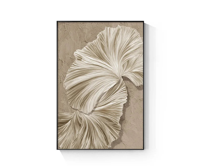 Modern Minimalist Cream Beige Botanical Canvas Wall Art Unframed
