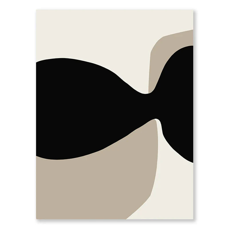 Modern Black Beige Abstract Canvas Wall Art Print