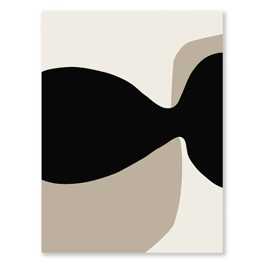 Modern Black Beige Abstract Canvas Wall Art Print