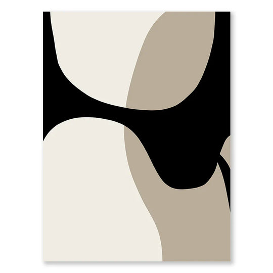 Modern Black Beige Abstract Canvas Wall Art Print