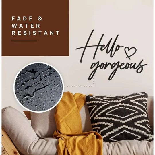 Hello Gorgeous Typographic Black Metal Wall Art Decor