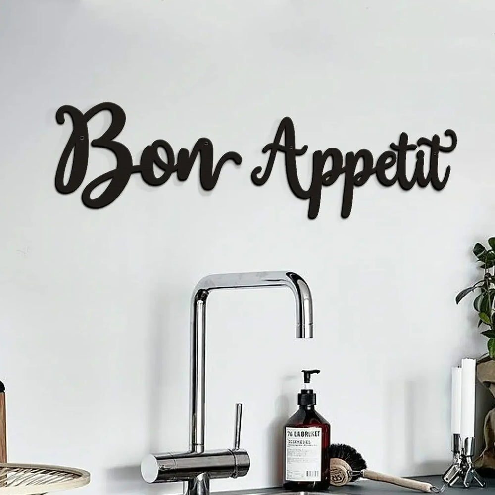 Bon Appetit Typographic Black Metal Wall Art Decor