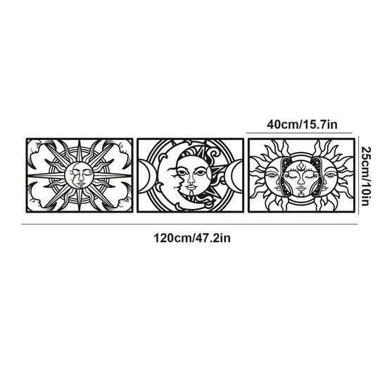 Moon Sun Black Metal Wall Art Decor
