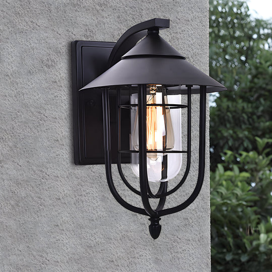 Waterproof Retro Iron Glass Motion Sensor Modern Outdoor Wall Lights
