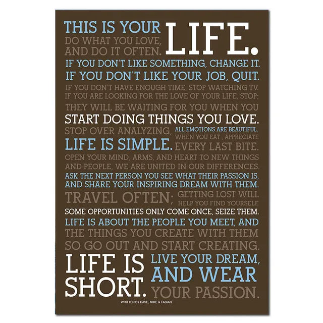 One Life Inspirational Quote Black White Canvas Wall Art