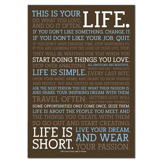 One Life Inspirational Quote Black White Canvas Wall Art