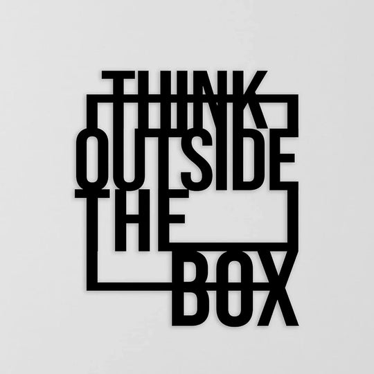 Think Outside The Box Typographic Black Metal Wall Art