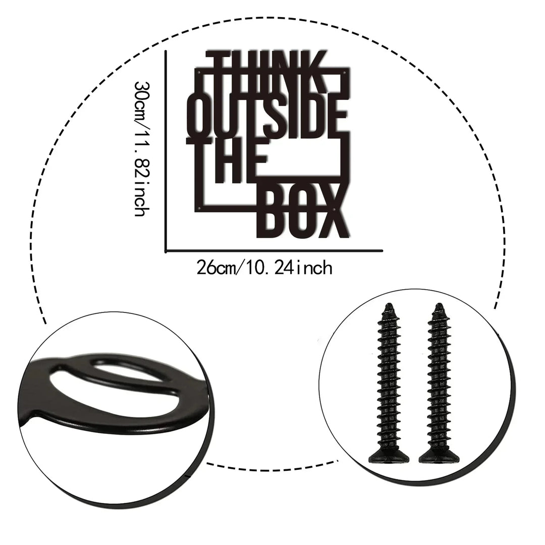Think Outside The Box Typographic Black Metal Wall Art