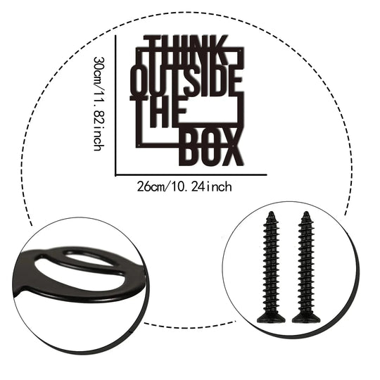 Think Outside The Box Typographic Black Metal Wall Art