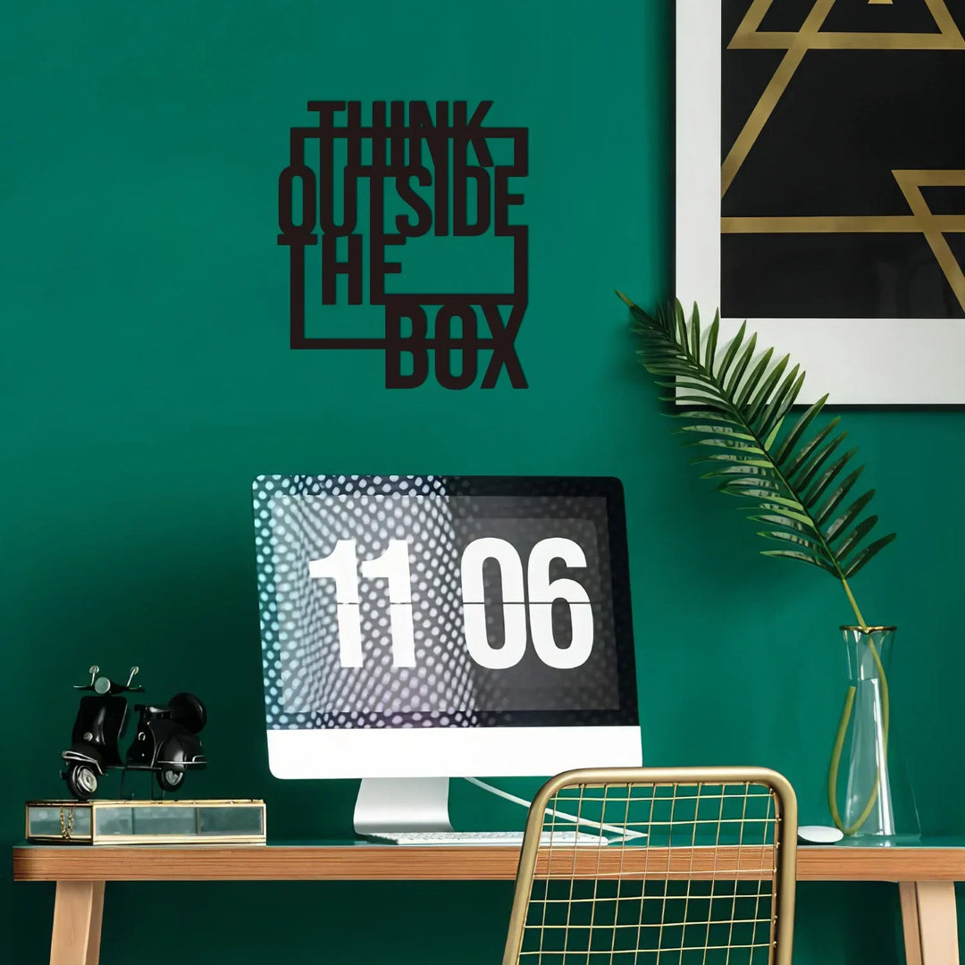 Think Outside The Box Typographic Black Metal Wall Art