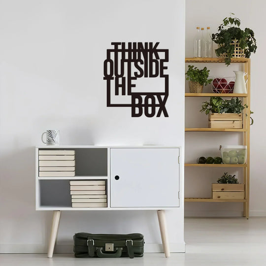 Think Outside The Box Typographic Black Metal Wall Art