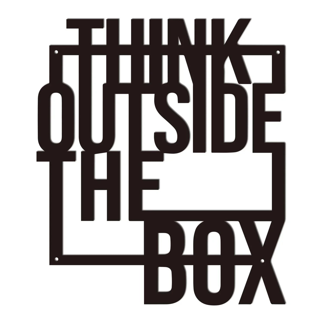 Think Outside The Box Typographic Black Metal Wall Art