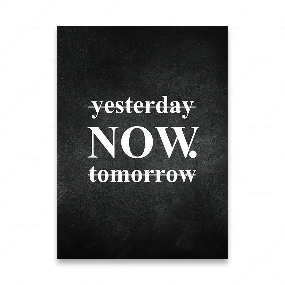 Motivational Words Black and White Canvas Wall Art Print