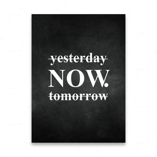 Motivational Words Black and White Canvas Wall Art Print