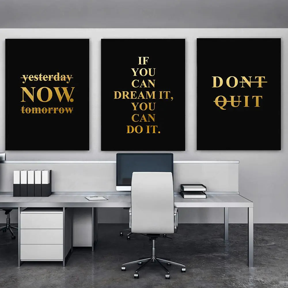 Motivational Words Black and White Canvas Wall Art Print