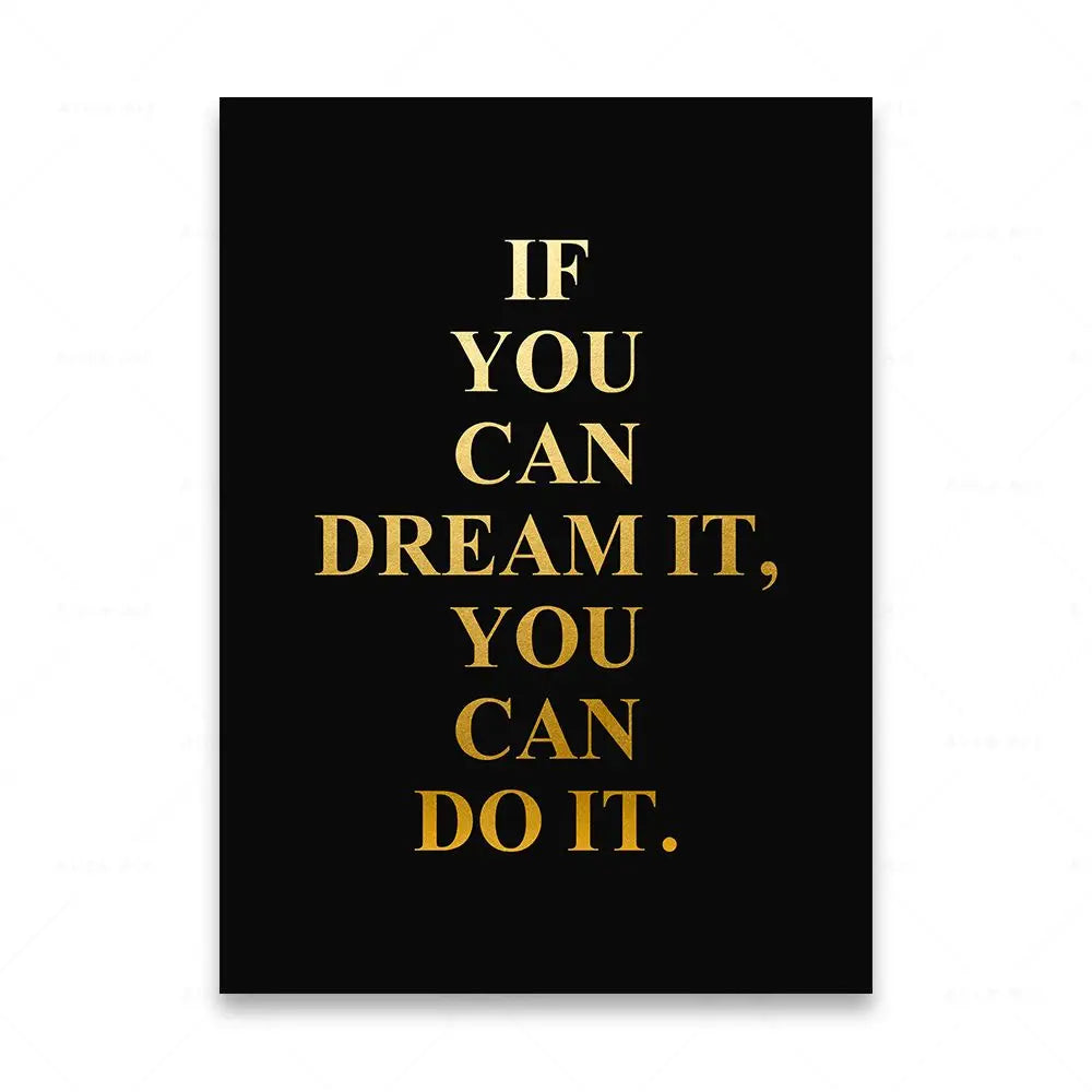 Motivational Words Black and White Canvas Wall Art Print