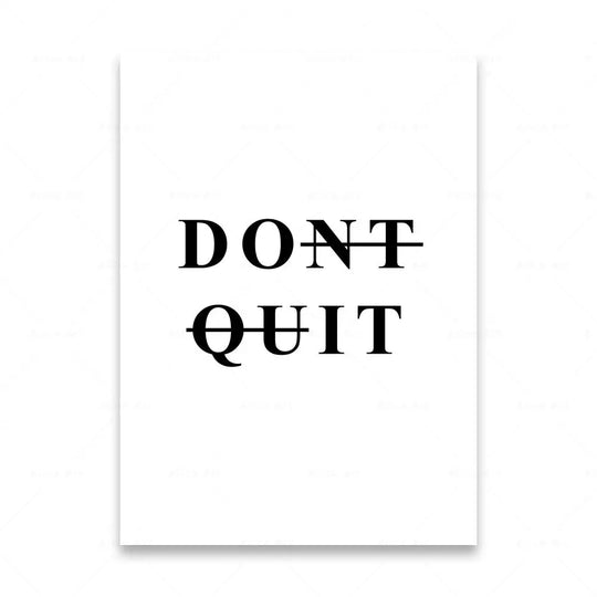 Motivational Words Black and White Canvas Wall Art Print