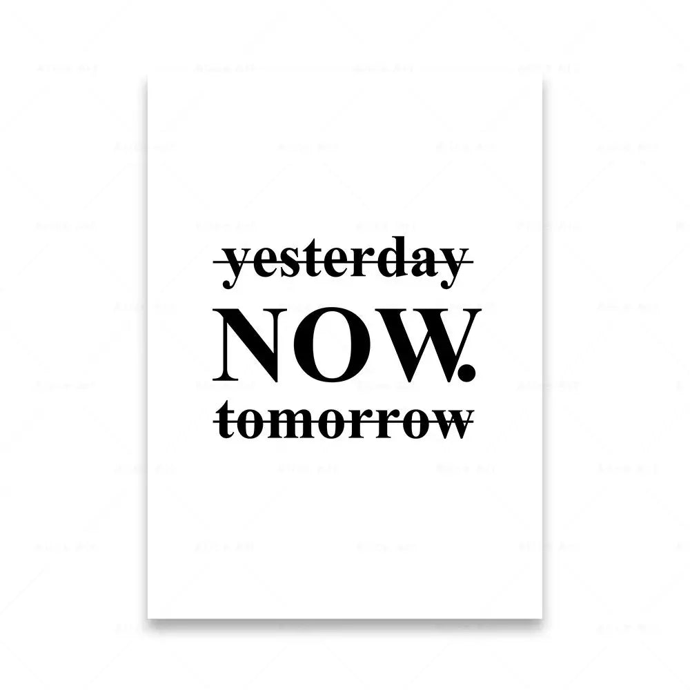 Motivational Words Black and White Canvas Wall Art Print