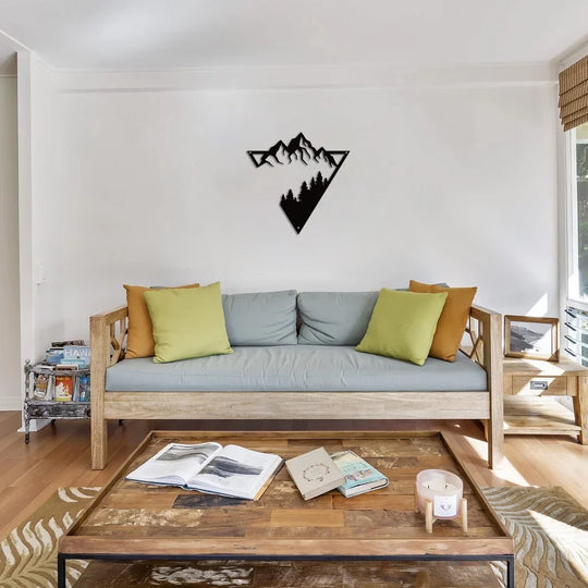 Mountain Forest Silhouette Black Metal Wall Art Decor