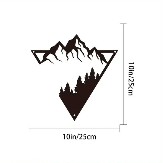 Mountain Forest Silhouette Black Metal Wall Art Decor