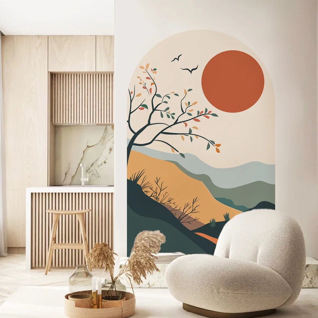 Mountain Sunrise Archway Wall Mural For Living Spaces