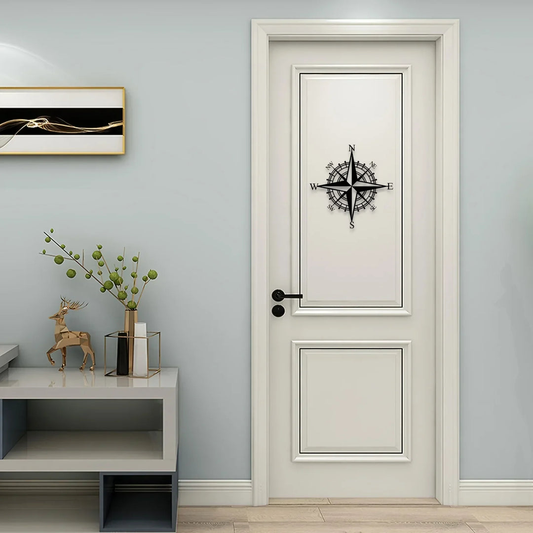 Nautical Compass Rose Black Metal Wall Art Decor