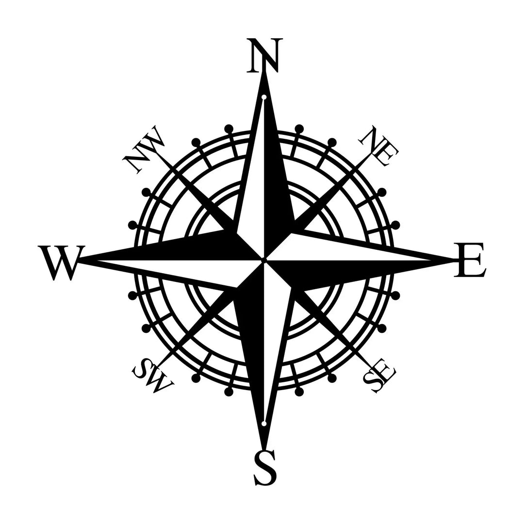 Nautical Compass Rose Black Metal Wall Art Decor